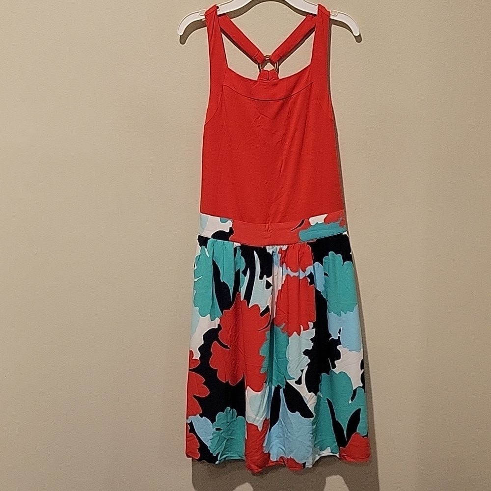 ❤️ KAARI BLUE RACERBACK FLORAL TANK DRESS W/ POCKETS, SMALL